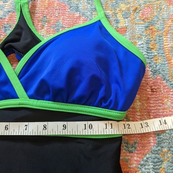 Catalina Black Blue Racerback Colorblock One Piece Swim Size M - Picture 9 of 10